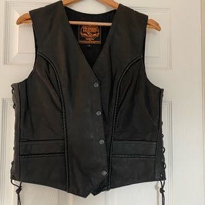 Leather biker vest